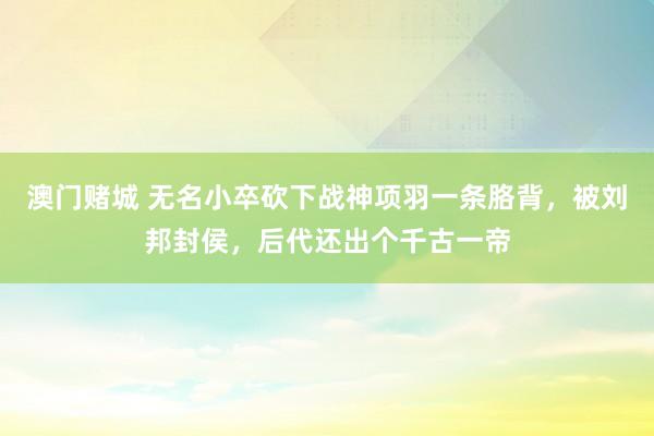 澳门赌城 无名小卒砍下战神项羽一条胳背，被刘邦封侯，后代还出个千古一帝