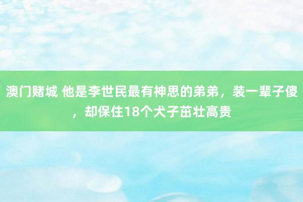 澳门赌城 他是李世民最有神思的弟弟，装一辈子傻，却保住18个犬子茁壮高贵