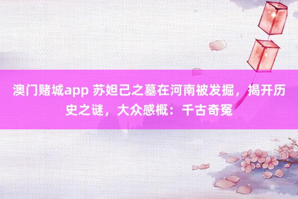 澳门赌城app 苏妲己之墓在河南被发掘，揭开历史之谜，大众感概：千古奇冤