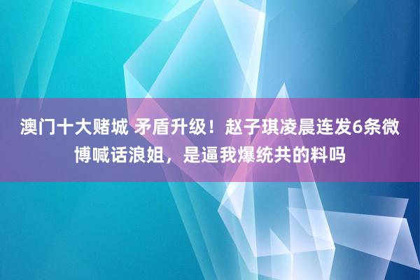 澳门十大赌城 矛盾升级！赵子琪凌晨连发6条微博喊话浪姐，是逼我爆统共的料吗