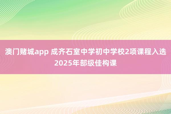 澳门赌城app 成齐石室中学初中学校2项课程入选2025年部级佳构课