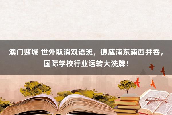 澳门赌城 世外取消双语班，德威浦东浦西并吞，国际学校行业运转大洗牌！