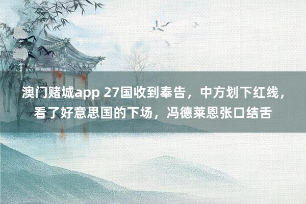 澳门赌城app 27国收到奉告，中方划下红线，看了好意思国的下场，冯德莱恩张口结舌