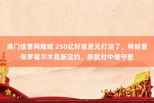 澳门信誉网赌城 250亿好意思元打没了，特朗普张罗霍尔木兹新定约，条款对中俄守密