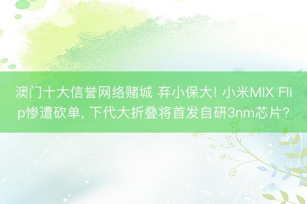 澳门十大信誉网络赌城 弃小保大! 小米MIX Flip惨遭砍单, 下代大折叠将首发自研3nm芯片?