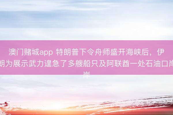 澳门赌城app 特朗普下令舟师盛开海峡后，伊朗为展示武力遑急了多艘船只及阿联酋一处石油口岸